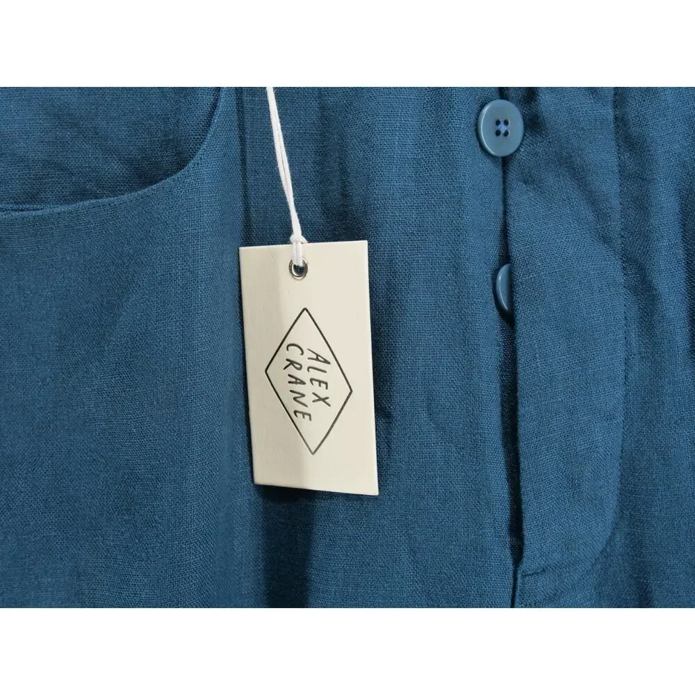 NWT Alex Crane Men's 30x30 Teal 100% Linen Casual Pants Summer Beach Lightweight